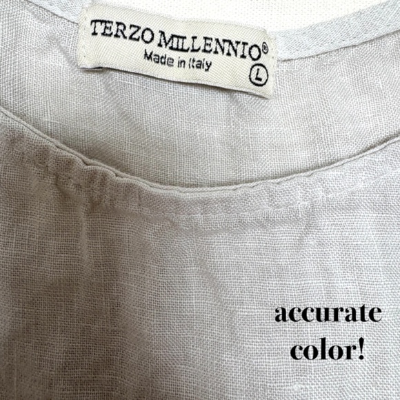 top S/M linen tee TERZO MILLENNIO pullover short sleeve - Picture 8 of 9